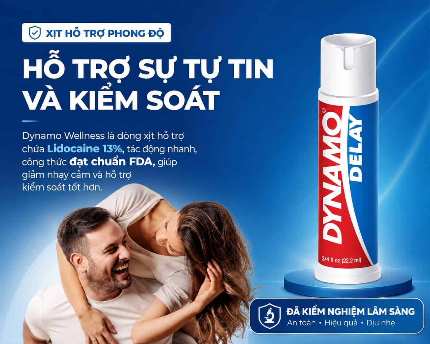 Dynamo Wellness – xịt hỗ trợ kéo dài chính hãng Mỹ chứa Lidocaine 13%