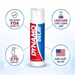 Dynamo Delay đăng ký FDA, Lidocaine chuẩn USP, hơn 270 lần xịt, sản xuất tại Mỹ