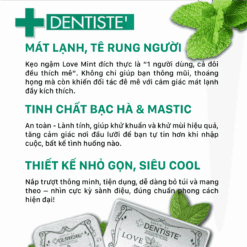 Thông tin thành phần tinh chất bạc hà và mastic của Kẹo bạc hà Love Mint Dentiste chính hãng Thái Lan - Nhà thuốc Trung Thắng