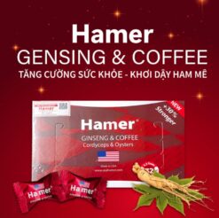 Hộp Kẹo sâm Hamer chính hãng Mỹ Ginseng & Coffee cùng củ nhân sâm - Nhà thuốc Trung Thắng