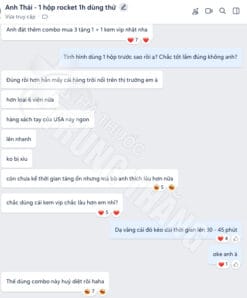 Tin nhắn review của khách hàng Anh Thái phản hồi hài lòng về Rocket 1H chính hãng Mỹ - Nhà thuốc Trung Thắng