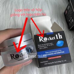 So sánh logo trên vỏ hộp và trên hủ Rocket 1H chính hãng Mỹ giống nhau - Nhà thuốc Trung Thắng
