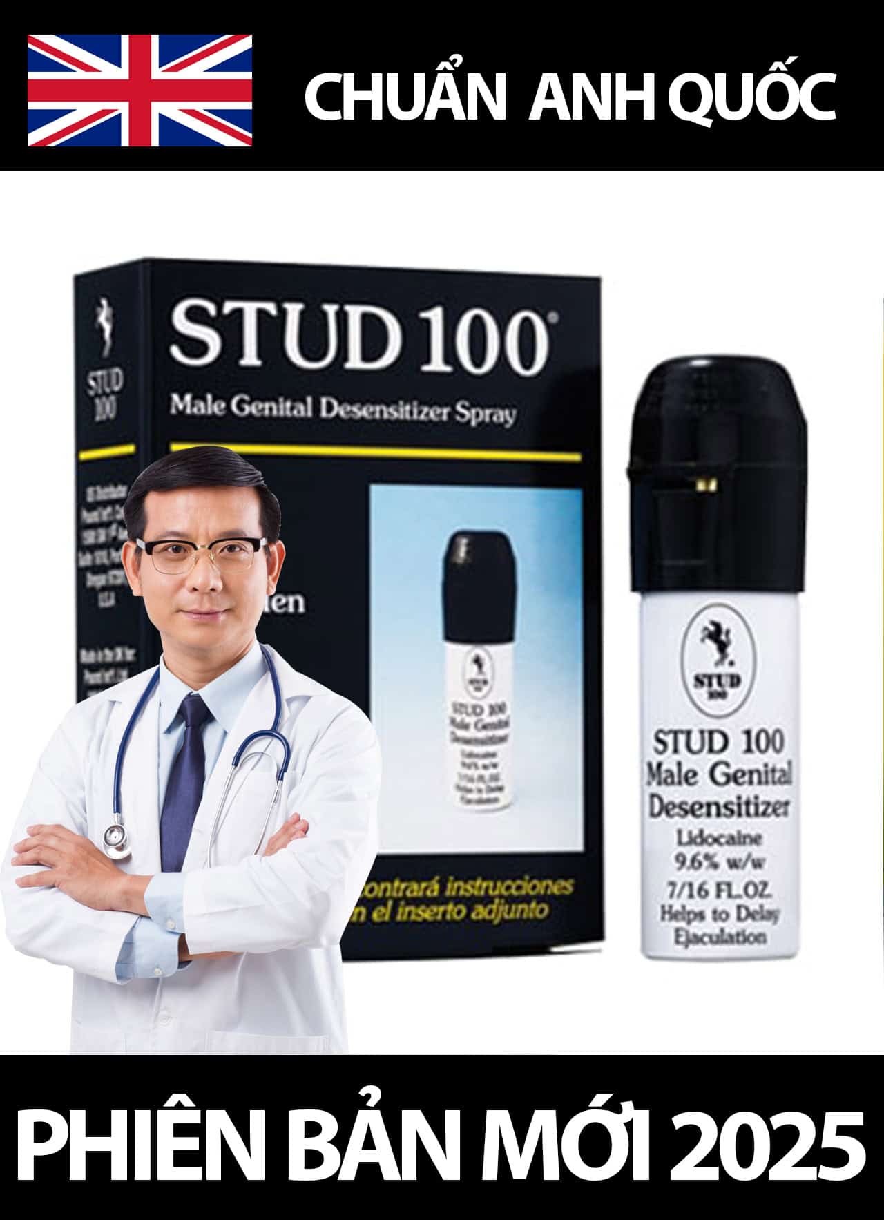 Stud 100 chuẩn Anh Quốc nắp đen Pound International