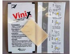 Tem ngậm Vinix chính hãng Hàn Quốc gói tem miếng film và hình hướng dẫn sử dụng - Nhà thuốc Trung Thắng