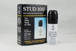Hộp và chai xịt Stud 100 chính hãng Anh Quốc chụp trên nền trắng - Nhà thuốc Trung Thắng