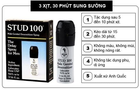 5 ưu điểm nhận biết Stud 100 chính hãng Anh Quốc